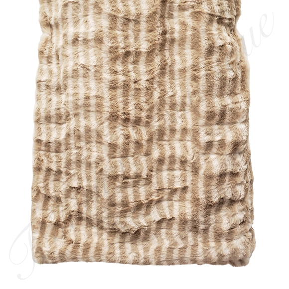 ADRIENNE LANDAU Women's Bella Faux Fur Throw Blanket Cappuccino 50"W x 70"L - Picture 6 of 6